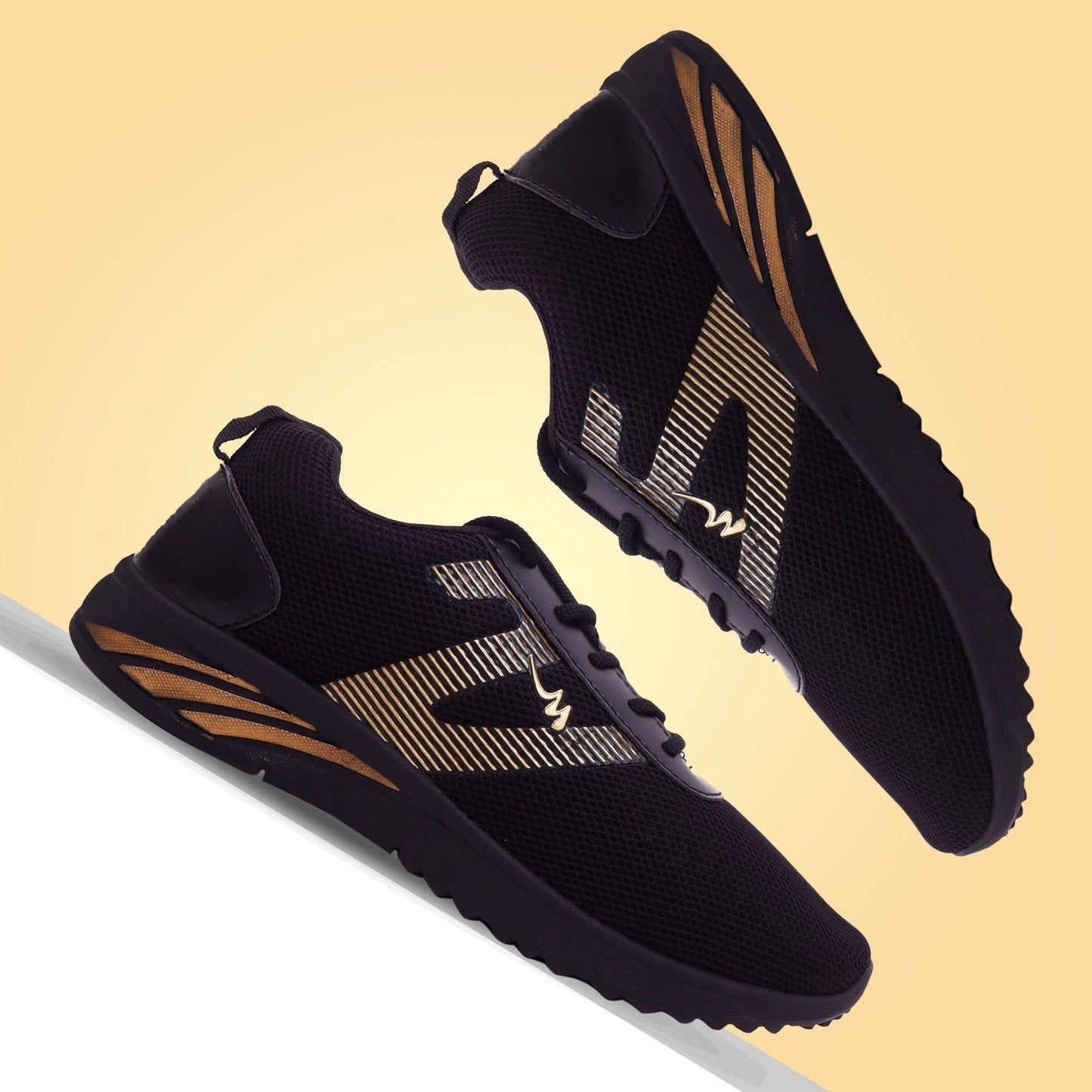 Richale New Latest Black Gold Shoes For Mens